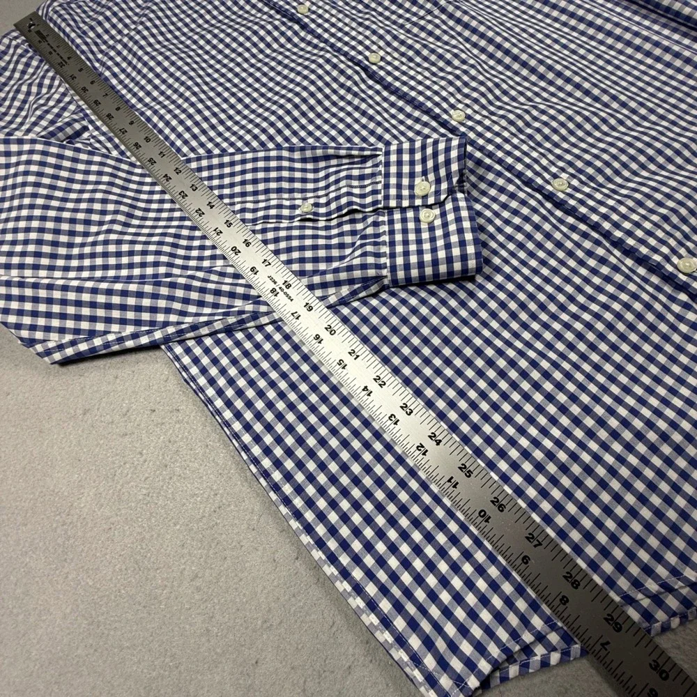 Banana Republic Mens XL Blue White Gingham Non-Iron Slim Fit Button Down Shirt